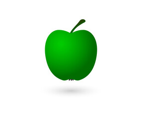 Vector image of ripe green apple on a white background.
