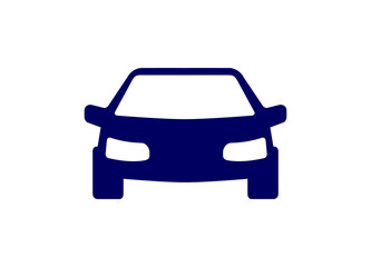 Vector icon car in dark blue on a white background.