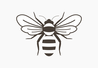 Vector icon of bee dark brown on white background.