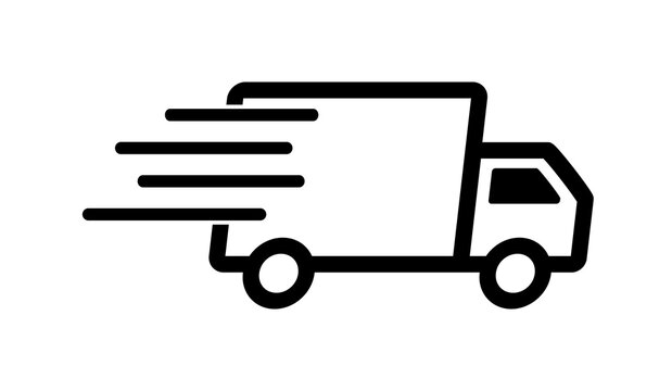 recommend clip art: Icon trucks fast shipping  from a black lines on a white background for websites or app.
