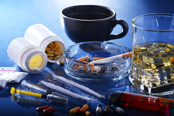 Addictive substances, including alcohol, cigarettes and drugs