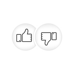 Like and dislike symbol line icon button on isolated white background. EPS 10 vector