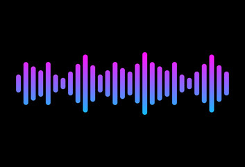 Vector illustration of colored wave sound on dark background.