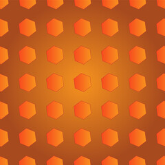 Orange hexagons with gradient background seamless vector pattern