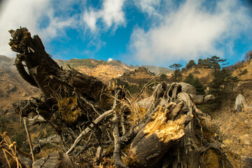 mountain landscape with blue sky and clouds
