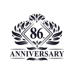86 years Anniversary Logo, Luxury floral 86th anniversary logo.