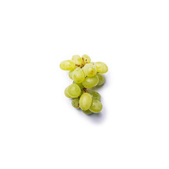 Top down view of white grapes isolated on white background.