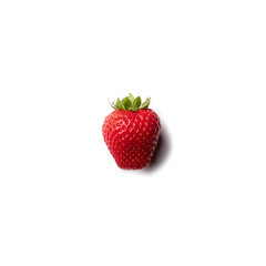 Top down view of a strawberry isolated on white background.