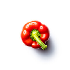 Top down view of a red paprika isolated on white background.