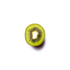 Top down view of a kiwi fruit isolated on white background.