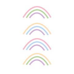 rainbow set in vector flat style, gentle pastel cute collection