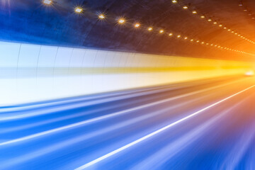 Empty tunnel road with motion blur.