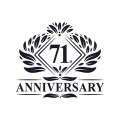 71 years Anniversary Logo, Luxury floral 71st anniversary logo.