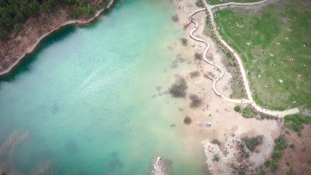 Old quarry lake with turquoise water