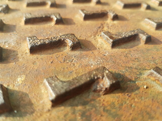 background with symbols on rusty iron plate