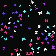 Summer Background with Colorful Butterflies. Simple Feminine Pattern for Card, Invitation, Print. Trendy Decoration with Beautiful Butterfly Silhouettes. Vector Background with Moth
