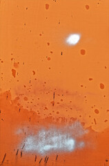 Texture old tangerine paint on metal