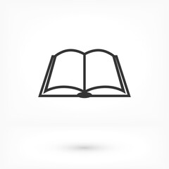 Black open book with text icon.  vector icon be used as logo for bookstore or shop, vector icon library, educational or learning concept etc.vector icon