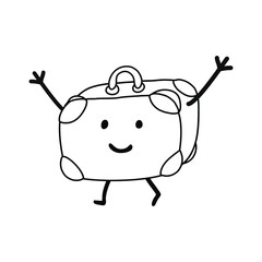 A cheerful suitcase runs with a smile. 