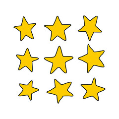 Fototapeta premium Set of nine yellow stars.