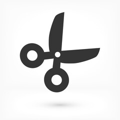 Scissor vector icon. Scissors cut vector icon design element or logo template. vector icon Black and white silhouette isolated.