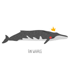 cute whale illustration isolated on white background for children designs. Vector whale illustration