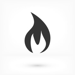 Fire flame icon. Black icon isolated on white background. Fire flame silhouette. Simple icon. Web site page and mobile app design vector
