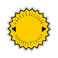 Yellow star with lines, dots and triangles.
