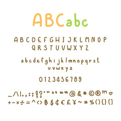 Alphabets set, handwritten ABC letters and typography elements on white background. Vector illustration.