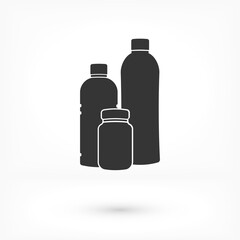 Plastic Bottle of Water. Flat Vector Icon illustration. Simple black symbol on white background Vector Icon. Plastic Bottle of Water sign design Vector Icon