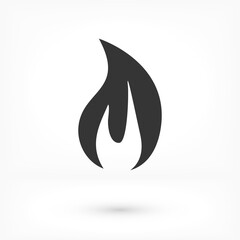 Fire flame icon. Black icon isolated on white background. Fire flame silhouette. Simple icon. Web site page and mobile app design vector