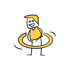 man playing hula hoop yellow stick figure theme © bigpa