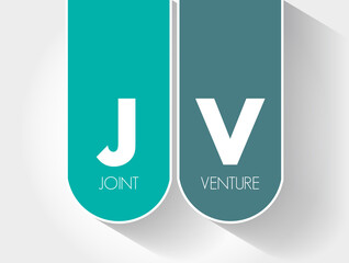 JV - Joint Venture acronym, business concept background - obrazy, fototapety, plakaty