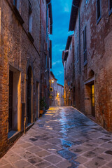 narrow street in the old town in Tuscany