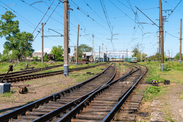 Fototapeta na wymiar Railway signs, semaphores and railroad crossings, Poti