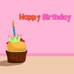 happy birthday card with cupcake