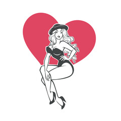 sexy and beauty retro pinup girl for your logo or label design - 355864709
