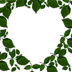 Postcard heart made of leaves for valentines day or wedding