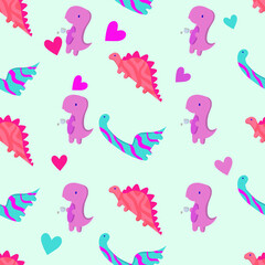 vector seamless pattern with dinosaurs