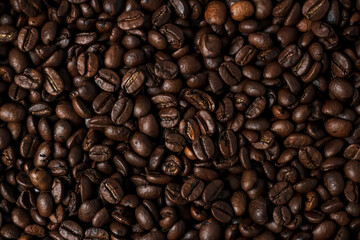 many coffee beans, coffee background