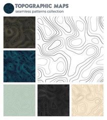 Topographic maps. Beautiful isoline patterns, seamless design. Elegant tileable background. Vector illustration.