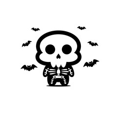 Cute skull mascot vector design. Halloween.