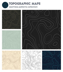 Topographic maps. Astonishing isoline patterns, seamless design. Authentic tileable background. Vector illustration.