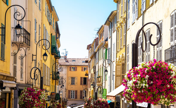 beautiful architecture in south france in Antibes, cote d'azur, France