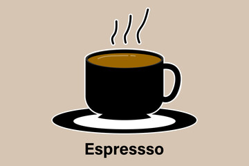 Espresso cup of hot coffee, Drinks menu in the restaurant. Vecter ESP10