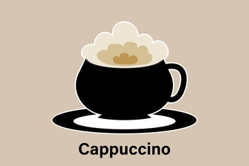 Cappuccino cup of hot coffee, Drinks menu in the restaurant. Vecter ESP10