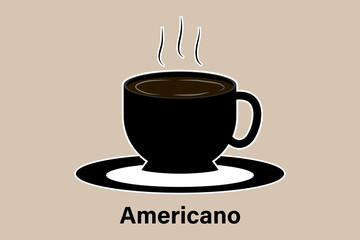 Americano cup of hot coffee, Drinks menu in the restaurant. Vecter ESP10