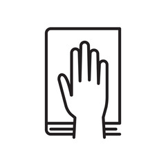 Human hand and bible in oath icon. - obrazy, fototapety, plakaty