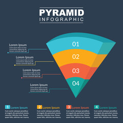 Pyramid Infographics. Funnel business pyramid with 5 charts