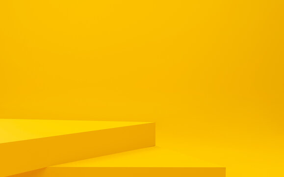 3d Render Of Yellow Podium Stand Background For Product.